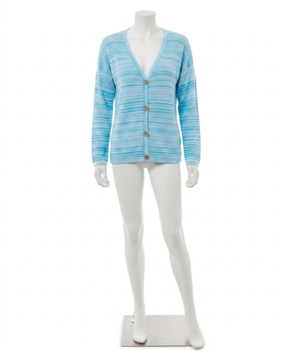 NEW FRENCH KYSS button cardigan in turquoise/white